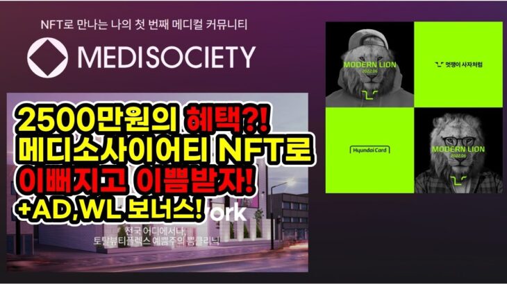 [NFT]2500만원치 피부과 혜택 + 각종 메디컬 서비스가 예정된 메디소사이어티! +AD,WL는 보너스!