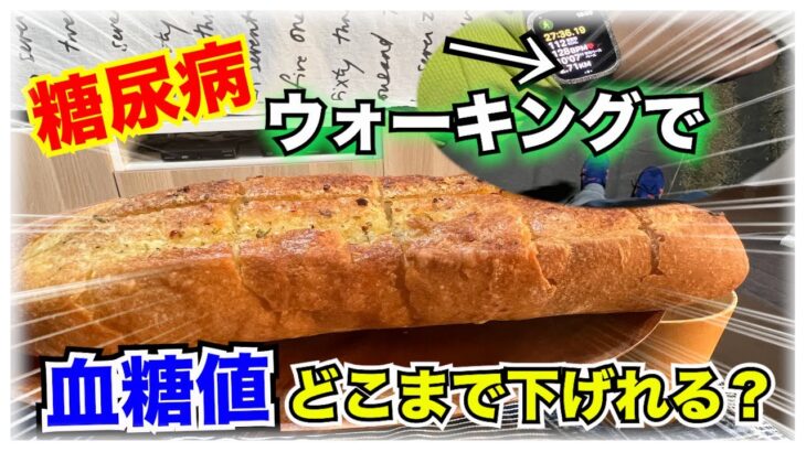 【糖尿病 Type1食事】どうしても我慢ができなくて血糖値上がるとわかっていてガーリックフランス食す！ウォーキングしたらどこまで血糖値抑えれる？