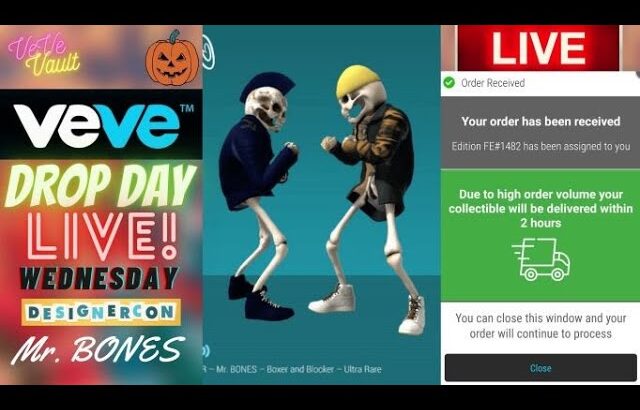 VeVe Drop Day LIVE – Mr. BONES by Ron The Killer NFT Drop! Boxer and Blocker Animated Art NFTs!