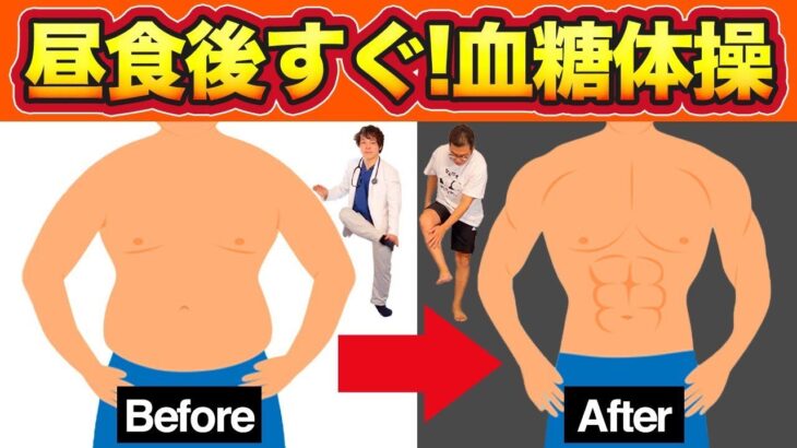 【昼食後すぐ!軽めの運動】コレだけ痩せる!!血糖値スパイクが下がって眠気も吹き飛ぶストレッチ【糖尿病ダイエット】