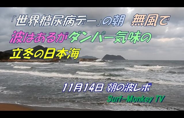 「世界糖尿病デ―」の朝 無風で波はあるがダンパー気味の立冬の日本海 221114 ~サーフモンキーTV