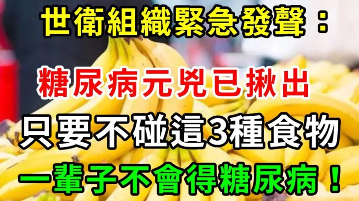 重大消息！世衛組織緊急發聲：糖尿病元兇已揪出！只要不碰這3種食物，一輩子不得糖尿病！家裡有老人的一定要知道【養生驛站】