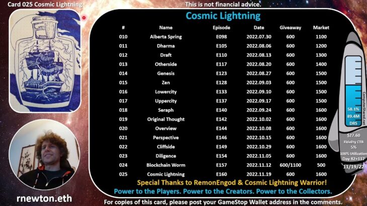 E160 RNewton NFT Collection: Card 025 Cosmic Lightning