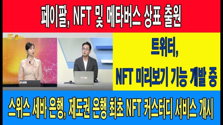 페이팔, NFT 및 메타버스 상표 출원/트위터, NFT 미리보기 기능 개발 중/스위스 세바 은행, 제도권 은행 최초 NFT 커스터디 서비스 개시