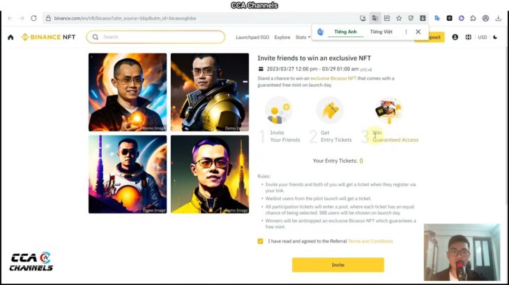 (Gấp) Nhận free NFT Bicasso độc quyền từ Binance – Tính năng tạo NFT từ AI mới cực hay của CZ