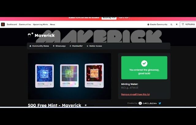 Hướng dẫn Kiếm Slot Free Mint NFT dự án Maverick 500 slot -Chain Solana