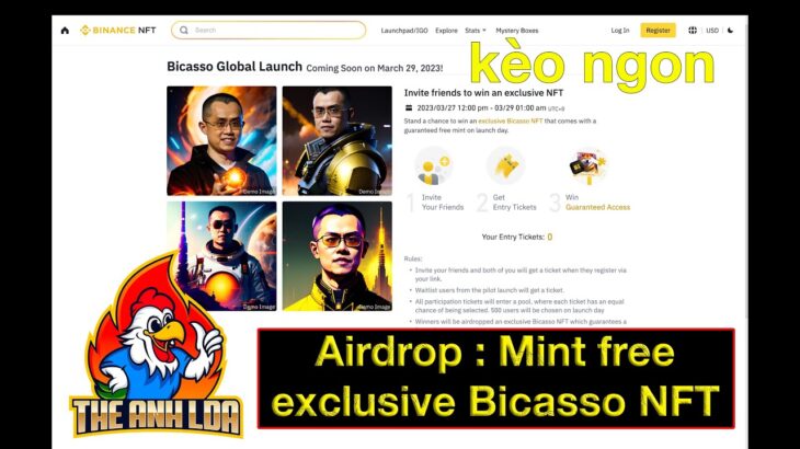 Hướng dẫn mint free exclusive Bicasso NFT sàn Binance (kèo ngon)  | The Anh LDA