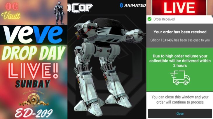 VeVe Drop Day LIVE – ED-209 Robocop Digital Collectible NFT Drop! + Cryptoys Cube Opening! Good Luck