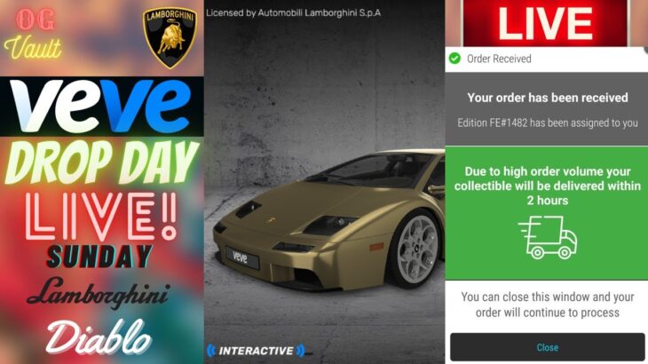 VeVe Drop Day LIVE – Lamborghini Diablo Blind Box Digital Collectible NFT Drop! Good Luck!!