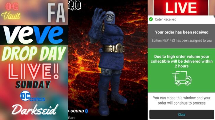 VeVe Drop Day LIVE – Darkseid FA DC Comics Digital Collectible NFT Drop! Good Luck!!