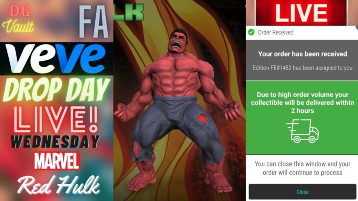 VeVe Drop Day LIVE – Red Hulk FA Marvel Digital Collectible NFT Drop! Good Luck!!