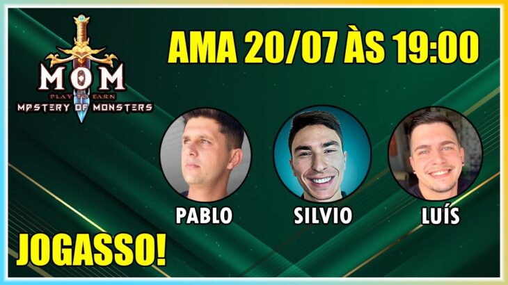 AMA Mastery of Monsters 19Horas HOJE+ Sorteio de NFTs Escolinha Bored Army! Sorteio Pix de 50 Reais