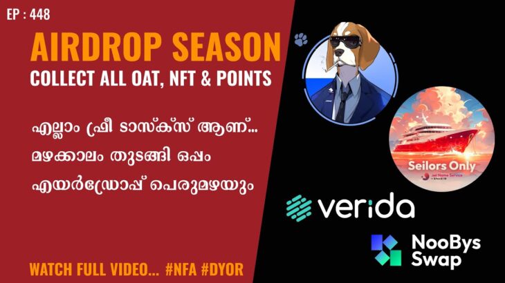 BIG Airdrops Coming SOON | Claim FREE NFT & OAT FOr Airdrops | $5000 Airdrops Malayalam