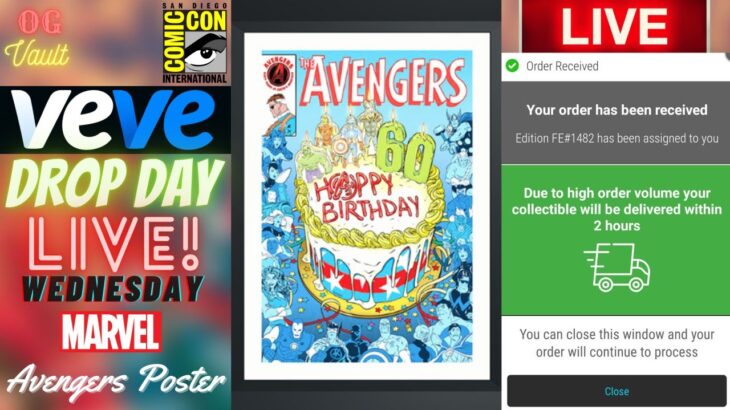 VeVe Drop Day LIVE – MARVEL’s Avengers Anniversary Poster Digital Collectibles NFT Drop! Good Luck!!