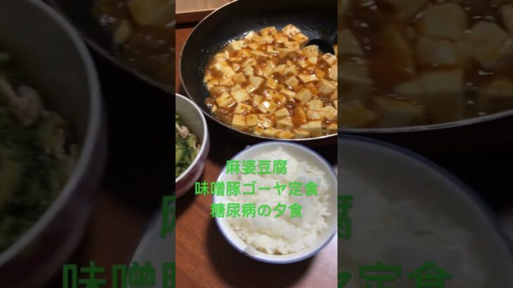 麻婆豆腐味噌豚ゴーヤ定食　糖尿病改め糖脳病の夕食　心筋梗塞退院後183日目　#糖脳病 #糖尿病 #心筋梗塞