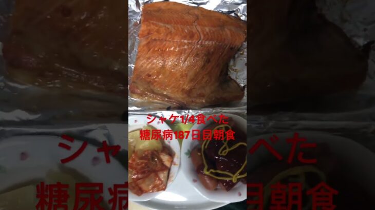 シャケを一匹の4分の1程焼いて食べる糖尿病の朝ご飯　食事　糖質制限？　#糖尿病 #糖質制限 #シャケ Diet for Japanese Diabetes