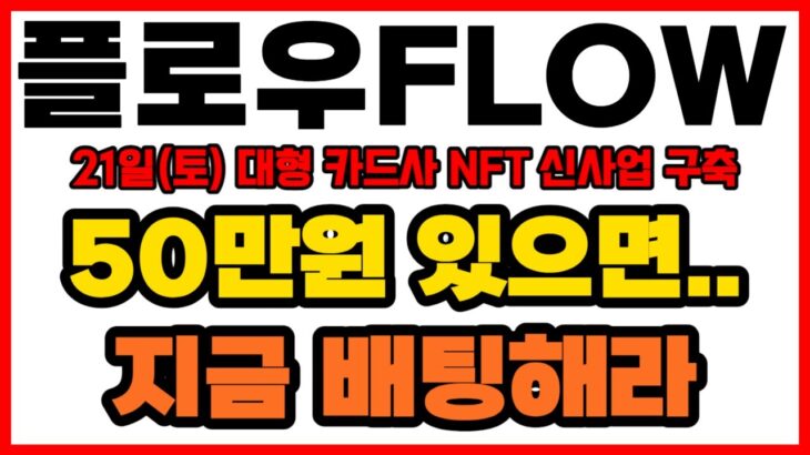 [플로우] 21일(토) 대형 카드사 NFT 신사업 구축 50만원 있으면.. 지금 배팅해라 늦기전에 잡으세요