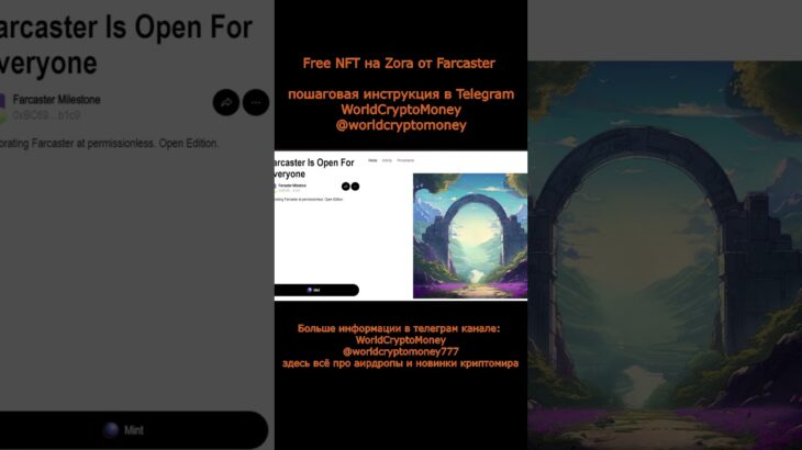 Free NFT на Zora от Farcaster #nft #airdrop #нфт #аирдроп