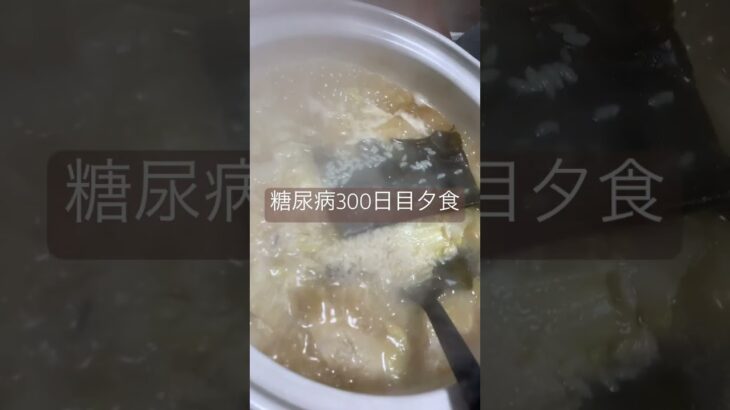 白菜煮残り汁雑炊を食べる糖尿病　心筋梗塞手術後300日目夕食　#糖尿病 #糖尿クック #心筋梗塞 #闘病 #闘病生活 #雑炊