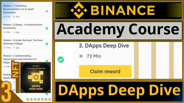 Binance Academy Course Quiz Answers || DApps Deep Dive || Get NFT and Certificate || Part 3