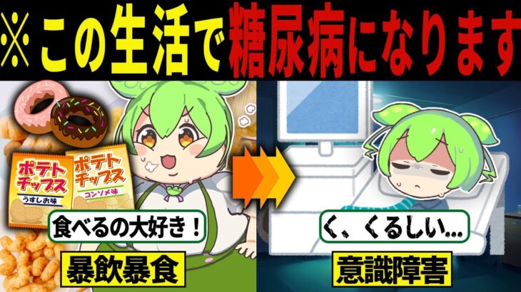 【閲覧注意】こんな生活すると糖尿病になります…【ずんだもん＆ゆっくり解説】