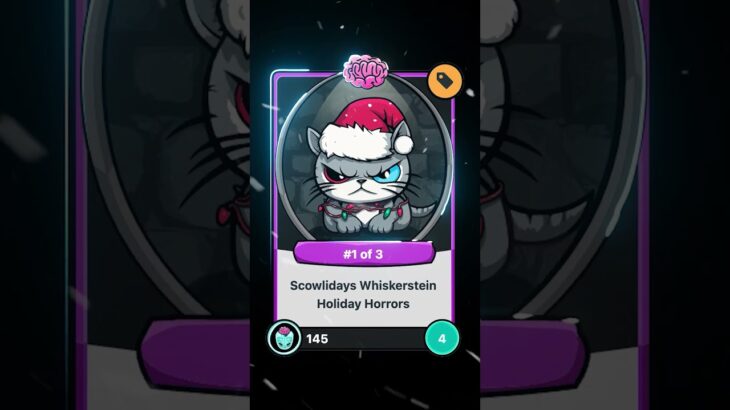 🌟 Embrace the Festive Spirit with this EPIC Holiday “Scowlidays Whiskerstein” NFT Card! 🎁🎄