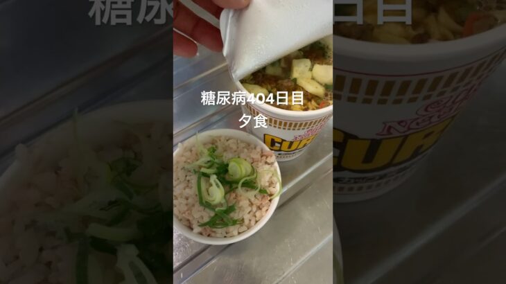 誰が見てもわかるゴミ飯を食べる糖尿病　カップ麺ご飯　心筋梗塞手術後404日目　夕食　#糖尿病の品格 #糖尿病 #vlog #日常 #糖質制限 #血糖値 #生活習慣病 #動脈硬化　血糖値　糖質制限