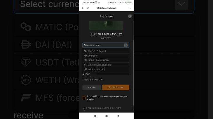 NFT buying using MetaForce coin