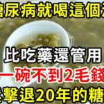 糖尿病就喝這個湯，比吃藥還管用，一碗不到2毛錢，輕鬆擊退20年的糖尿病【養生驛站】