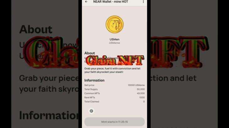 Claim NFT Fast Hot Coin Mining App Near Wallet #airdrops #mining #hotmining #crypto #shorts #nft