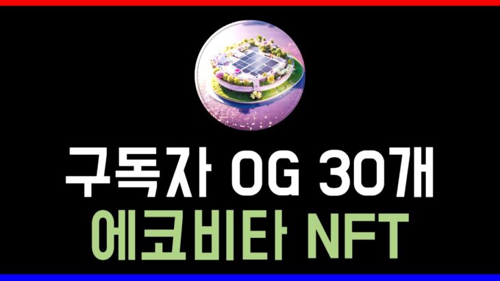 오랜만에 착한 프로젝트 환경 관련 NFT 에코비타 프로젝트 OG 30명