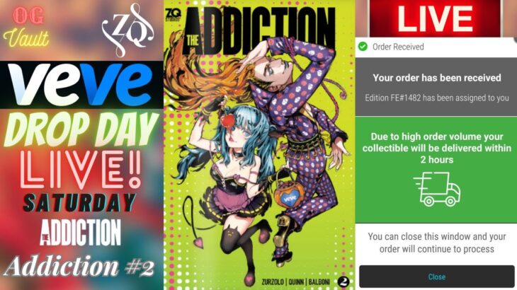 VeVe Drop Day LIVE – The Addiction #2 Comic Digital Collectibles NFT Crafting Even! Good Luck!!