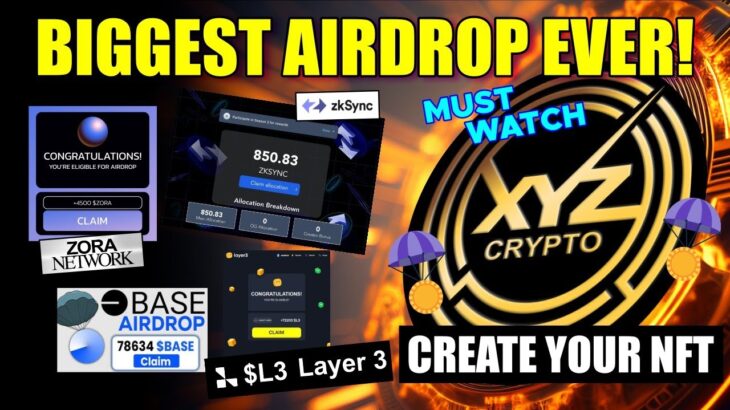 Biggest Crypto Airdrop 2024 | Layer3 , Base Airdrop , Zora NFT Airdrop , zksync Airdrop