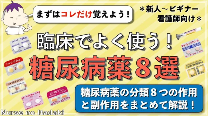 【良く使う糖尿病薬８選！】とりあえずこのDM薬だけは覚えておこう！