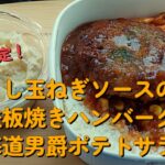 【１型糖尿】今日の昼ご飯の血糖値は？「おろし玉ねぎソースの鉄板焼きハンバーグ丼」「北海道産男爵のポテトサラダ」【車中飯】【血糖値測定】【食レポ】【セブイレブン】