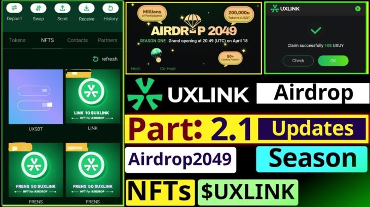 UXLINK Airdrop Updates || Airdrop 20249 Task || New Season || How to Redeem NFT || Part 2.1