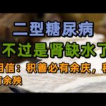 二型糖尿病不过是肾缺水了，我相信：积善必有余庆，积恶必有余殃