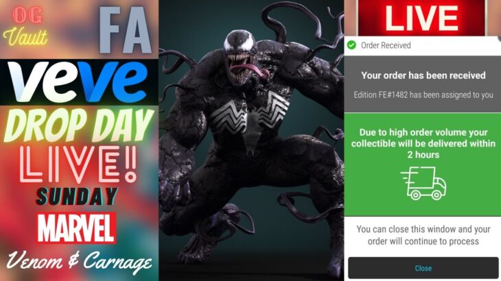 VeVe Drop Day LIVE – MARVEL Venom & Carnage Crafting Digital Collectibles NFT Drop! Good Luck!!