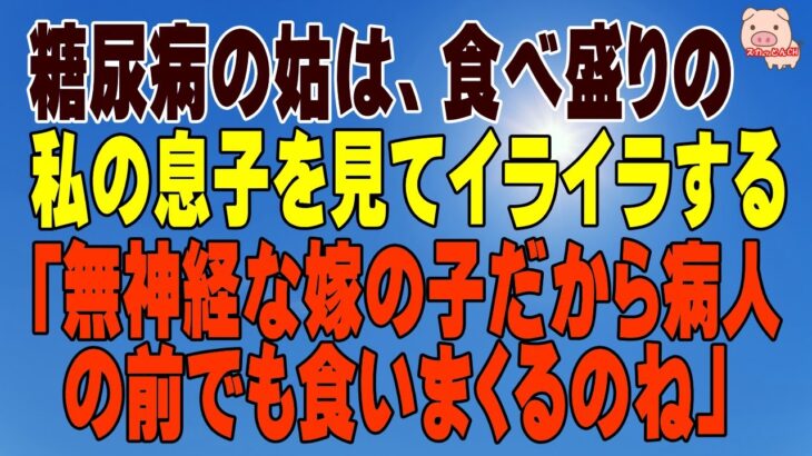 【スカッとする話 Ⅱ】糖尿病の姑は、食べ盛りの私の息子を見てイライラするらしく｢無神経な嫁の子だから病人の前でも食いまくるのね｣（スカッとんCH）