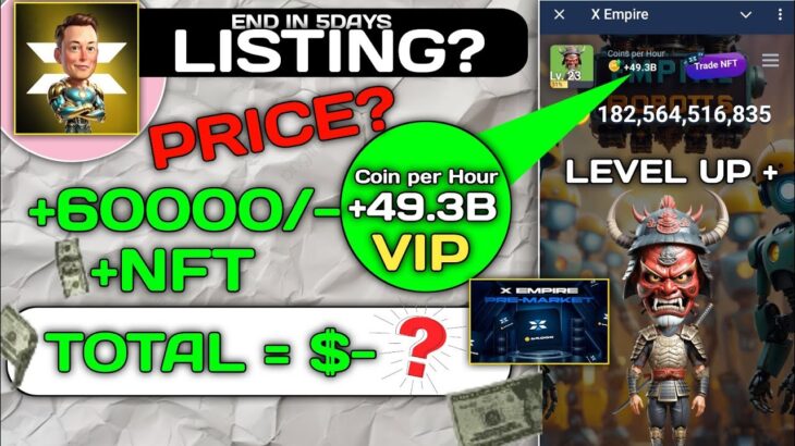 5 DAYS X EMPIRE | LISTING & PRICE | LEVEL UP | X EMPIRE NFT AND FINAL CRITERIA