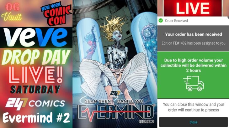 VeVe Drop Day LIVE – 24/7 COMICS Evermind #2 Digital Collectibles NFT Drop! New York Comic Con #NYCC