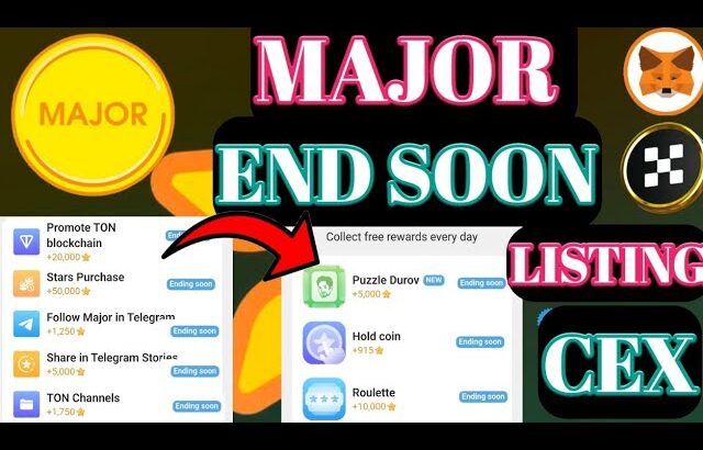 Major Task End । Major Mining End। Major Final Step। Major NFT Update । Major On CoinMarket ।