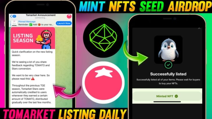 🌱 SEED Airdrop Mint NFT’s & Sell ? | Tomarket Airport Listing Date ? | Seed airdrop update