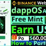 dappOS Airdrop || Binance Web3 Wallet || Mint Free NFT and Earn USDC Reward || How to Participate