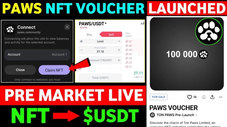 Convert PAWS to NFT 🔴 | Paws Airdrop Price Prediction | Paws Airdrop New Update | Paws New Task