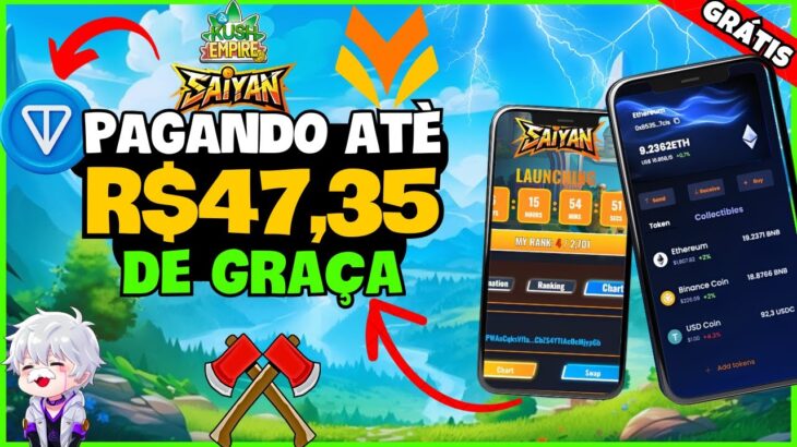 🔥 JOGO NFT GRÁTIS MOBILE SAIYAN e KUSH EMPIRE PAGANDO DOLAR e NFT + VULPEFI – FREE TO PLAY