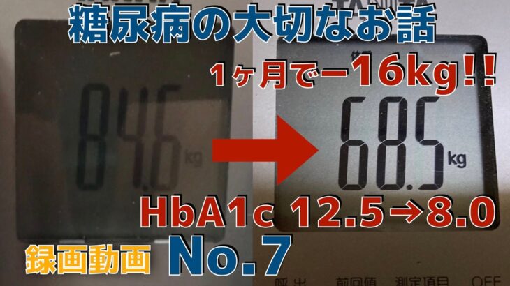 糖尿病の大切なお話！！　　No.7  　　   1ヶ月で−14kg！！　　HbA1c 12.5→8.0 　　(ダイエット、ウォーキング、糖尿病運動、食事療法)