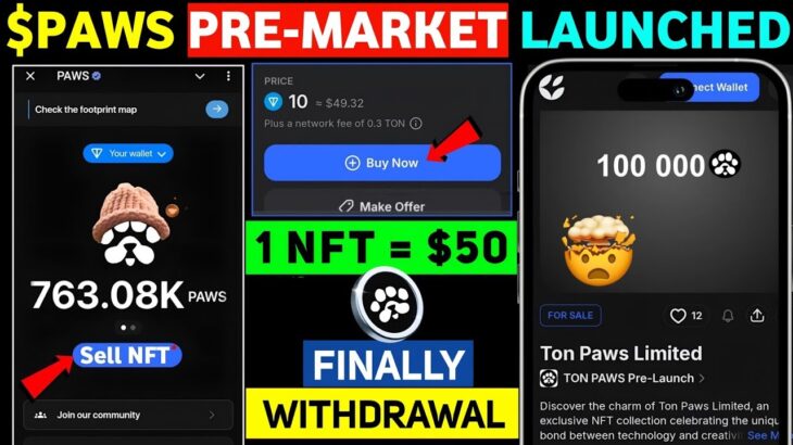 Sell $PAWS NFT 🔰| Paws Airdrop Price Prediction | Paws Airdrop New Update | Paws New Task