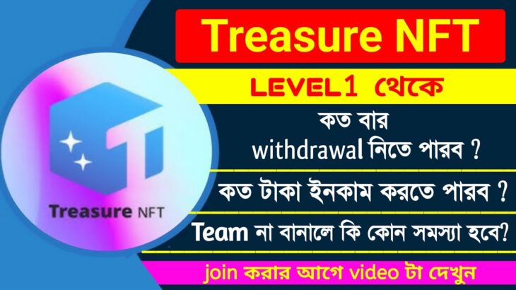 Treasure NFT Level1 থেকে কত টাকা ইনকাম বা Withdrawal করতে পারবো | Team না বানালে কি সমস্যা হবে?