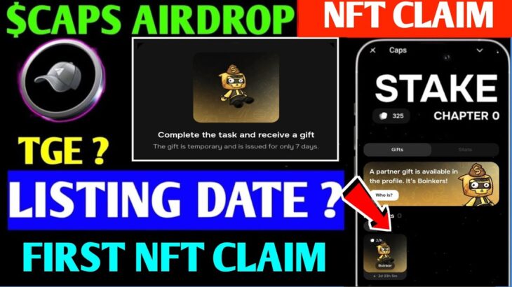 Caps New Boinkers Nft | How To Claim Nft In Caps | Complete the Task To Recieve  gift | Caps 1st Nft